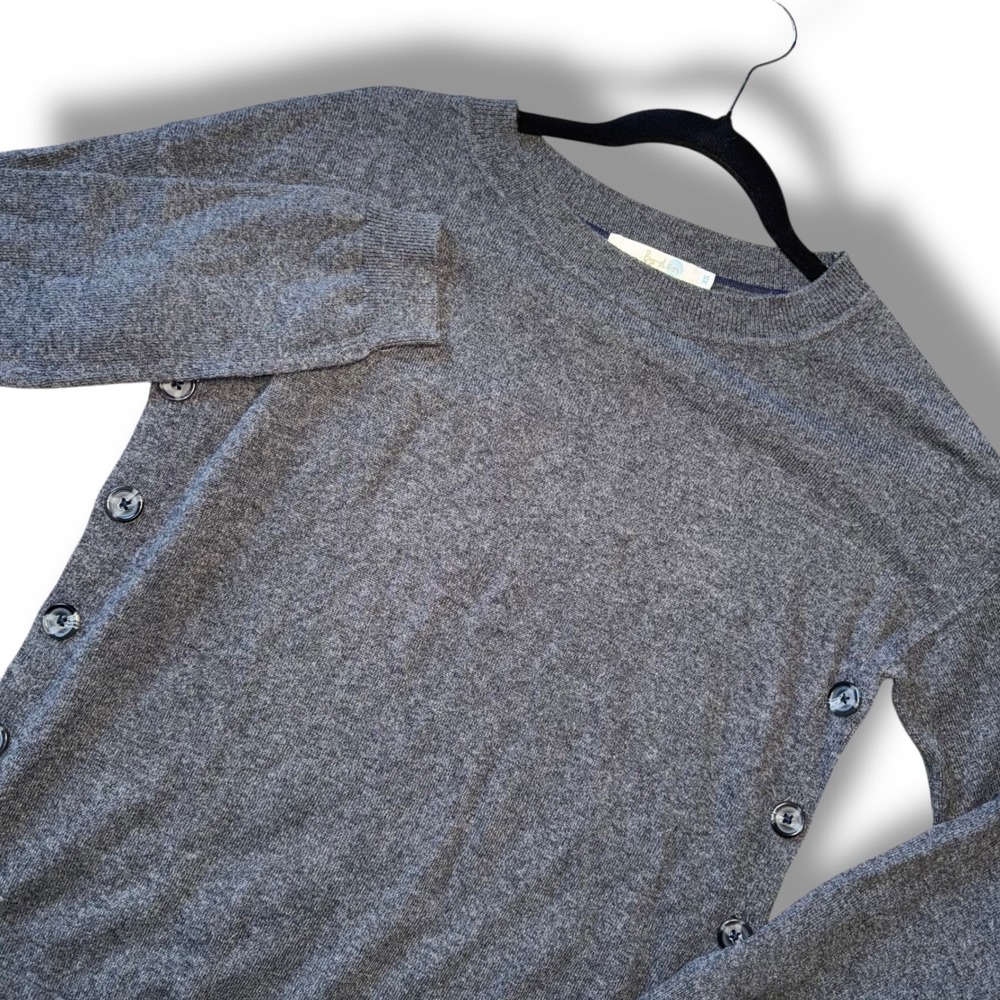 Boden Grey Button Side Crew Neck Long Sleeve‎ Casual Sweater Women's XS